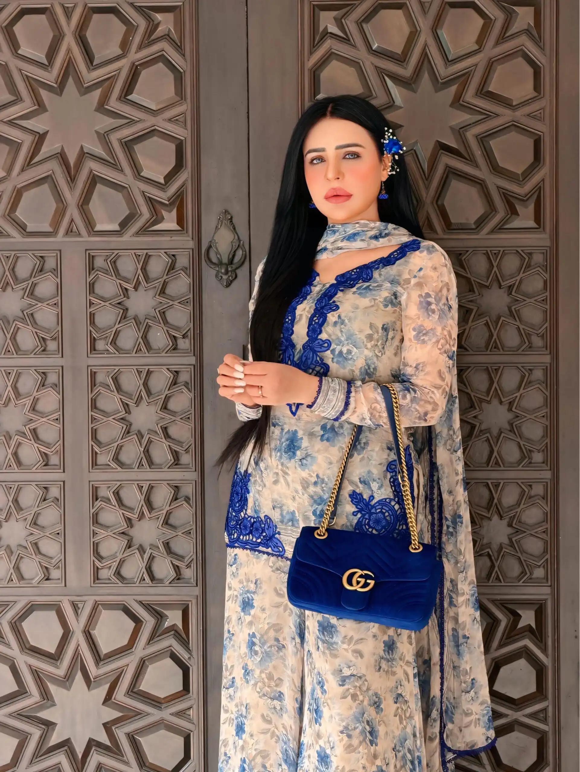 Cool Cream Faux Georgette Embroider Work Salwar Suit - Image 8