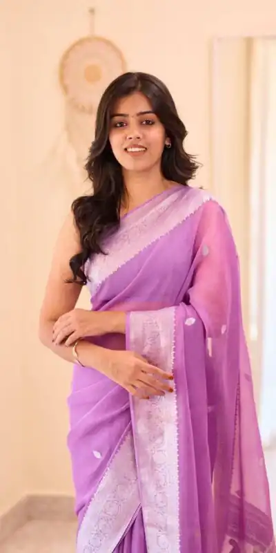 Alternative view of Perfect Purple Soft Lilan Slab Jacquard Work Saree