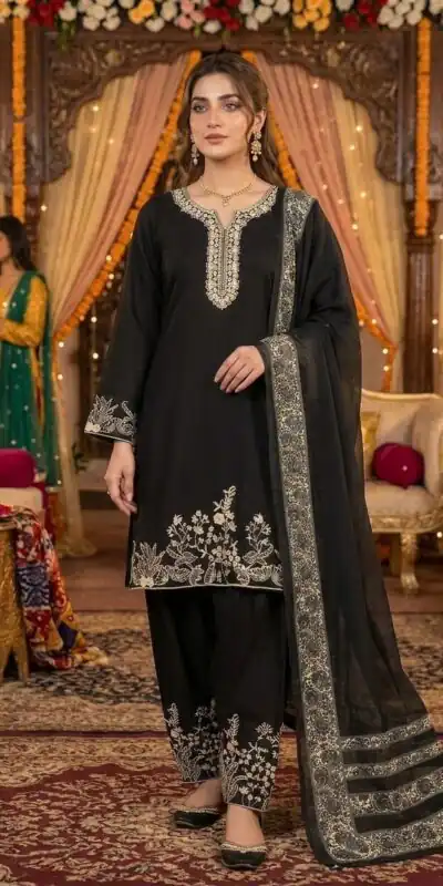 LG 2107 Black Rayon Salwar Suit with Embroidery Work & Mirror Work. Grab it for ₹1999. Delivery 4-6 Working Days. Shop now. | Jump Suits, Straight Suits, Casual Suits, Creative suits, Designer Suits, Palazzo Suits, Party Wear Suits, Patiala Suits, Salwar suit