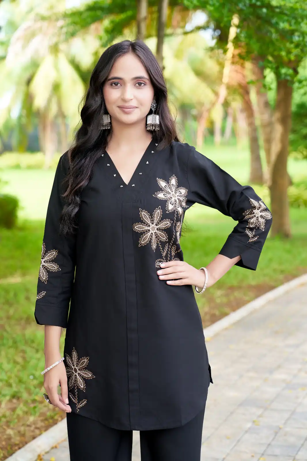DIVA 122 Black Rayon Kurti with Embroidery Work & Mirror Work. Wedding, Party, Festive Grab it for ₹1749. Delivery 4-6 Working Days. Shop now. | Bollywood Kurti, Creative Kurtis, Designer Kurti, Kurti, Party Wear Kurti, Selfie Kurti