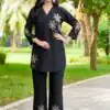 DIVA 122 Black Rayon Kurti with Embroidery Work & Mirror Work. Wedding, Party, Festive Grab it for ₹1749. Delivery 4-6 Working Days. Shop now. | Bollywood Kurti, Creative Kurtis, Designer Kurti, Kurti, Party Wear Kurti, Selfie Kurti
