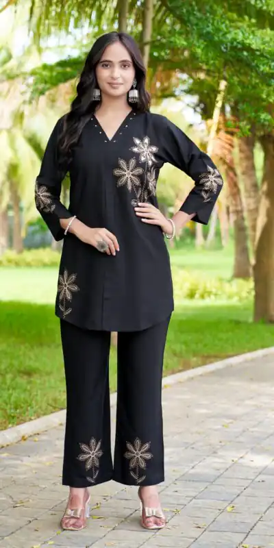 DIVA 122 Black Rayon Kurti with Embroidery Work & Mirror Work. Wedding, Party, Festive Grab it for ₹1749. Delivery 4-6 Working Days. Shop now. | Bollywood Kurti, Creative Kurtis, Designer Kurti, Kurti, Party Wear Kurti, Selfie Kurti
