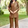 DIVA 122 Brown Rayon Kurti with Embroidery Work & Mirror Work. Wedding, Party, Festive Grab it for ₹1749. Delivery 4-6 Working Days. Shop now. | Bollywood Kurti, Creative Kurtis, Designer Kurti, Kurti, Party Wear Kurti, Selfie Kurti