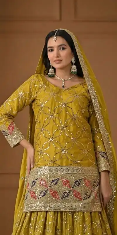 MD 3092 Mustered Chinnon Silk Salwar Suit Perfect for Wedding, Party, Ganesh Chaturthi, Baby Shower, Makar Sankranti – . Affordable Price ₹2449. De | Jump Suits, Straight Suits, Casual Suits, Creative suits, Designer Suits, Palazzo Suits, Party Wear Suits, Patiala Suits, Salwar suit