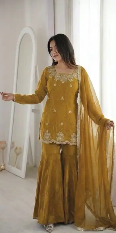 ZSR 3166 Mustered Color Fendy Silk With Embroidery Work Salwar Suit. Get it for ₹2149. Delivery 4-6 Working Days. Online Shop now. | Jump Suits, Straight Suits, Casual Suits, Creative suits, Designer Suits, Palazzo Suits, Party Wear Suits, Patiala Suits, Salwar suit