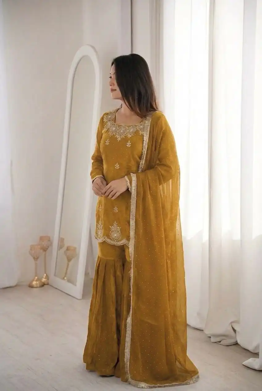 ZSR 3166 Mustered Color Fendy Silk With Embroidery Work Salwar Suit. Get it for ₹2149. Delivery 4-6 Working Days. Online Shop now. | Jump Suits, Straight Suits, Casual Suits, Creative suits, Designer Suits, Palazzo Suits, Party Wear Suits, Patiala Suits, Salwar suit