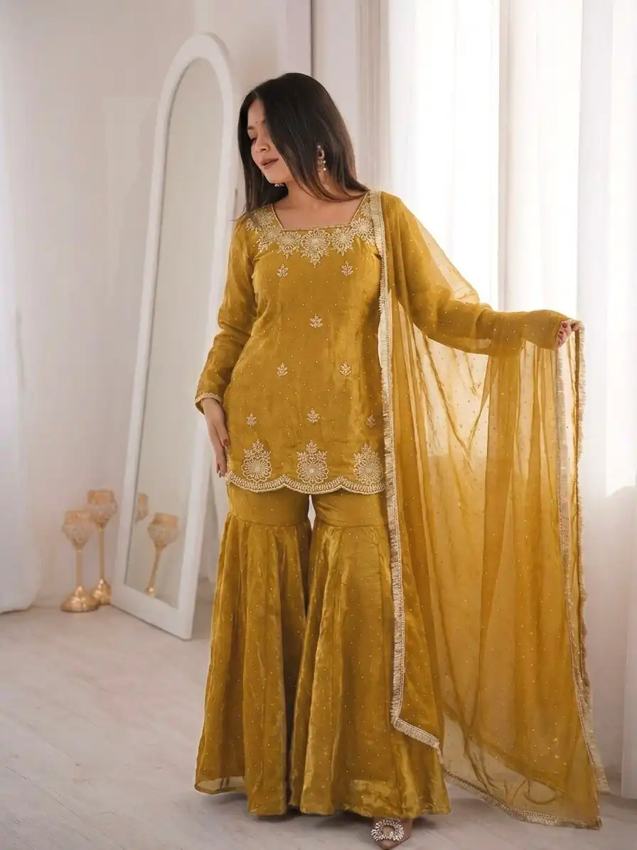 ZSR 3166 Mustered Color Fendy Silk With Embroidery Work Salwar Suit. Get it for ₹2149. Delivery 4-6 Working Days. Online Shop now. | Jump Suits, Straight Suits, Casual Suits, Creative suits, Designer Suits, Palazzo Suits, Party Wear Suits, Patiala Suits, Salwar suit