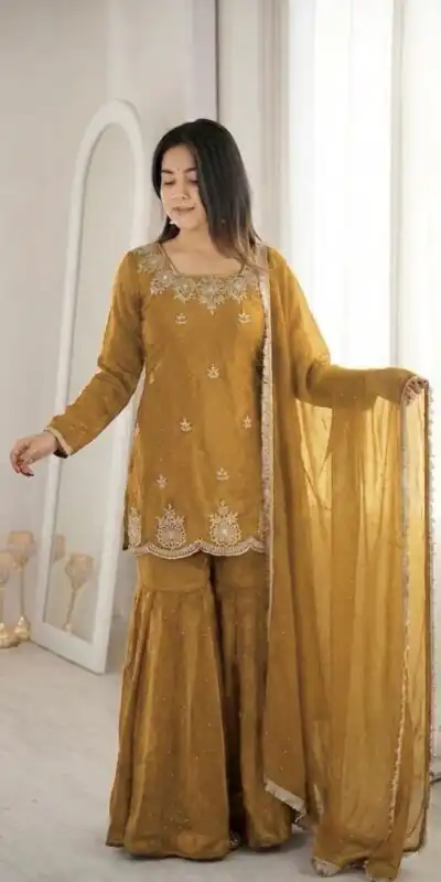 ZSR 3166 Mustered Color Fendy Silk With Embroidery Work Salwar Suit. Get it for ₹2149. Delivery 4-6 Working Days. Online Shop now. | Jump Suits, Straight Suits, Casual Suits, Creative suits, Designer Suits, Palazzo Suits, Party Wear Suits, Patiala Suits, Salwar suit