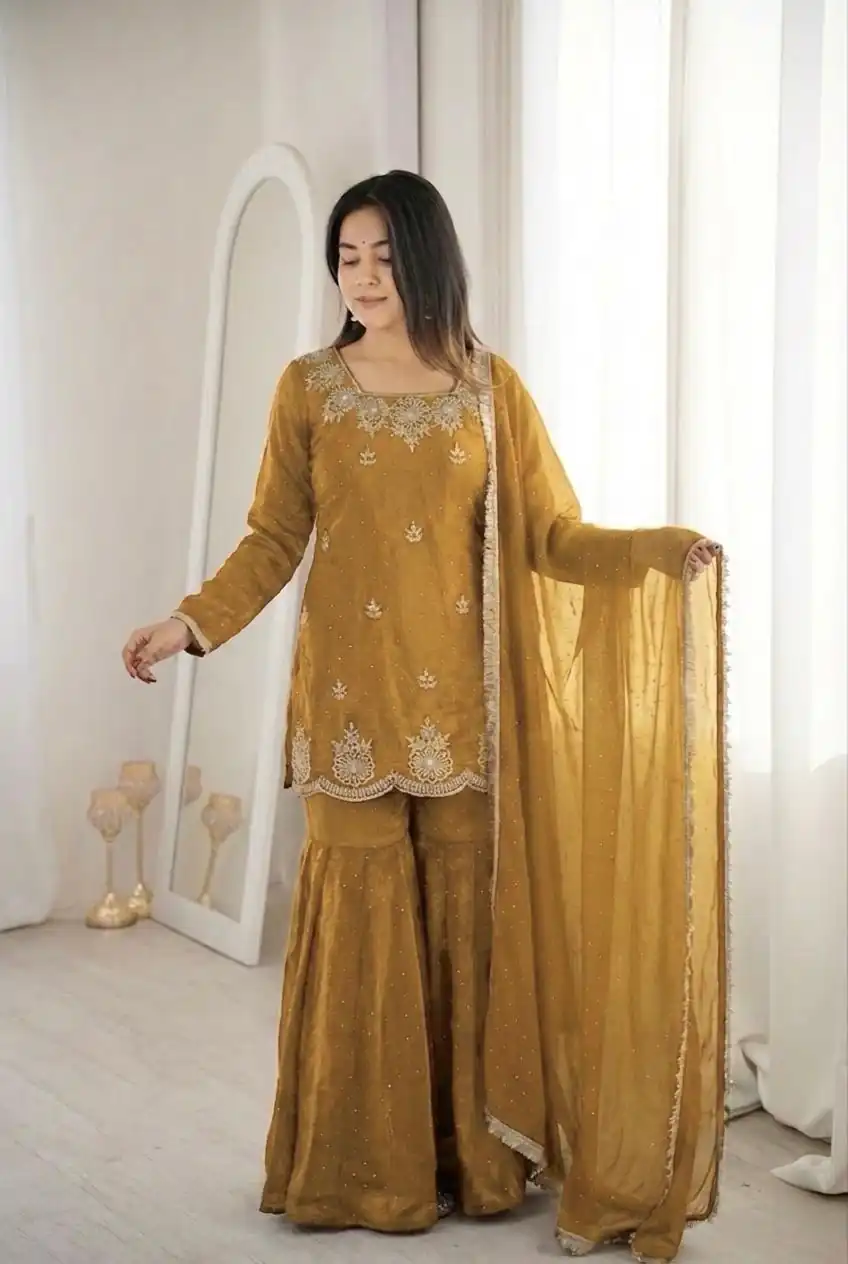 ZSR 3166 Mustered Color Fendy Silk With Embroidery Work Salwar Suit. Get it for ₹2149. Delivery 4-6 Working Days. Online Shop now. | Jump Suits, Straight Suits, Casual Suits, Creative suits, Designer Suits, Palazzo Suits, Party Wear Suits, Patiala Suits, Salwar suit