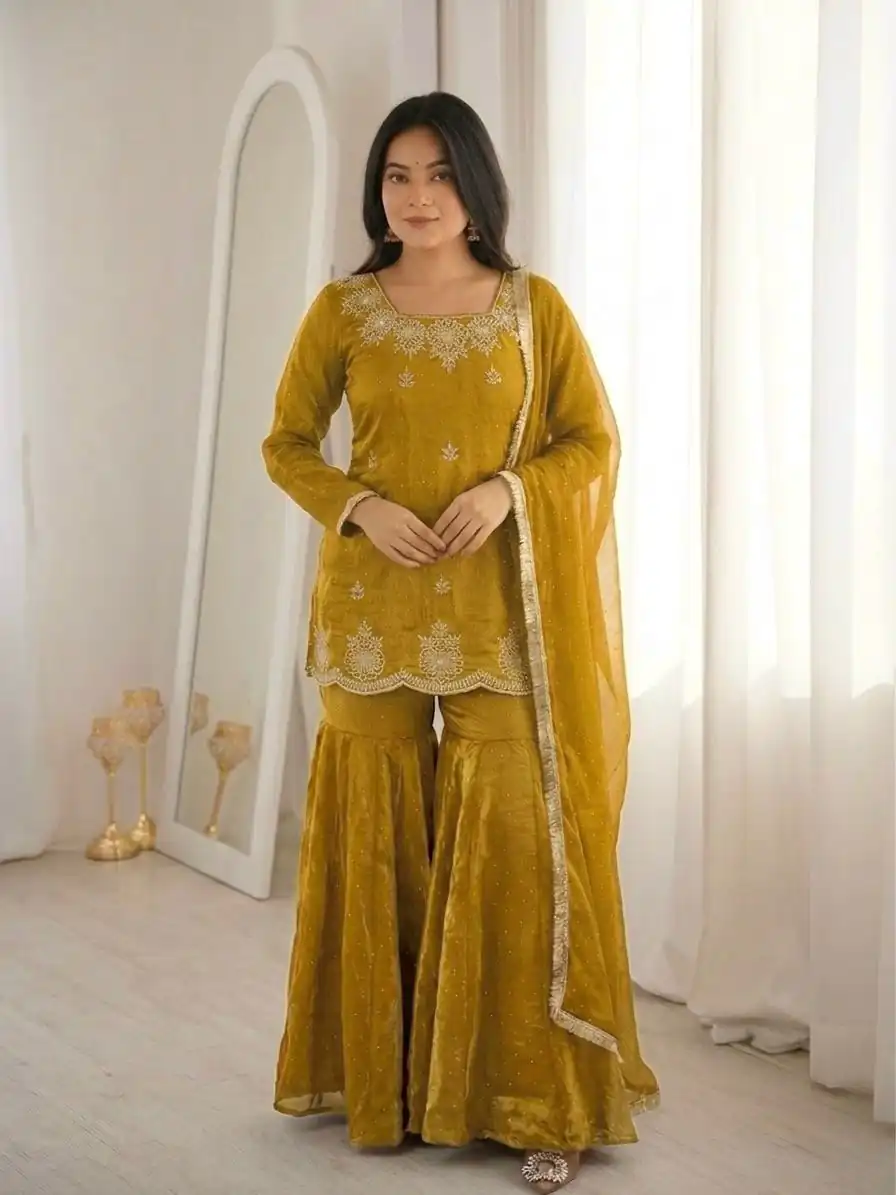 ZSR 3166 Mustered Color Fendy Silk With Embroidery Work Salwar Suit. Get it for ₹2149. Delivery 4-6 Working Days. Online Shop now. | Jump Suits, Straight Suits, Casual Suits, Creative suits, Designer Suits, Palazzo Suits, Party Wear Suits, Patiala Suits, Salwar suit