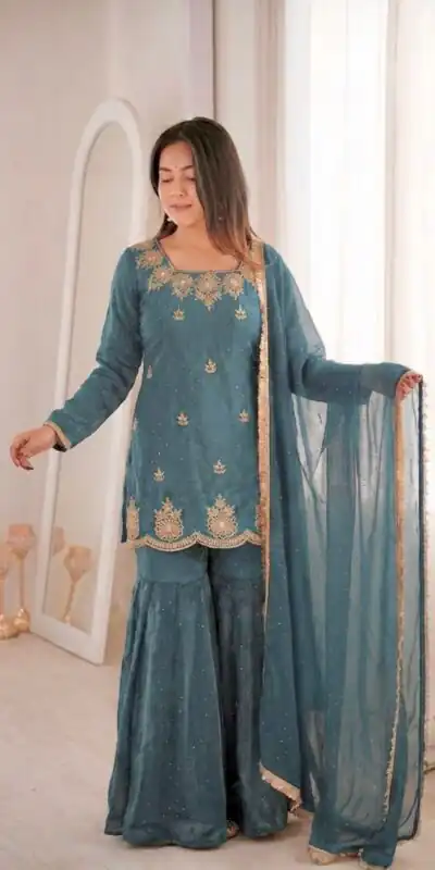 ZSR 3166 Teal Color Fendy Silk With Embroidery Work Salwar Suit. Get it for ₹2149. Delivery 4-6 Working Days. Online Shop now. | Jump Suits, Straight Suits, Casual Suits, Creative suits, Designer Suits, Palazzo Suits, Party Wear Suits, Patiala Suits, Salwar suit