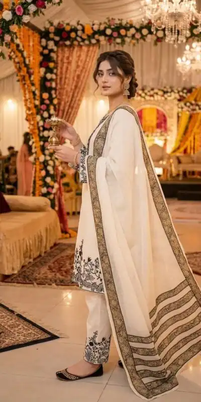LG 2107 White Rayon Salwar Suit with Embroidery Work & Mirror Work. Grab it for ₹1999. Delivery 4-6 Working Days. Shop now. | Jump Suits, Straight Suits, Casual Suits, Creative suits, Designer Suits, Palazzo Suits, Party Wear Suits, Patiala Suits, Salwar suit