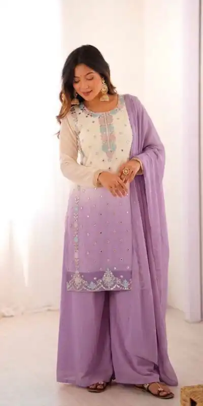 SR 1712 Lavender Color Faux Georgette Salwar Suit with Designer Work. Affordable Price ₹1999. Delivery 4-6 Working Days. Shop now. | Jump Suits, Straight Suits, Casual Suits, Creative suits, Designer Suits, Palazzo Suits, Party Wear Suits, Patiala Suits, Salwar suit