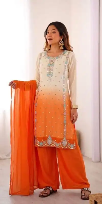 SR 1712 Orange Color Faux Georgette Salwar Suit with Designer Work. Affordable Price ₹1999. Delivery 4-6 Working Days. Shop now. | Jump Suits, Straight Suits, Casual Suits, Creative suits, Designer Suits, Palazzo Suits, Party Wear Suits, Patiala Suits, Salwar suit