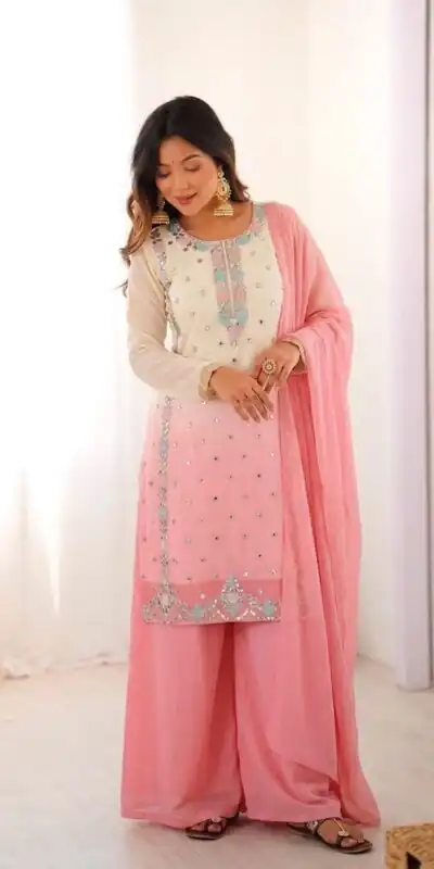 SR 1712 Pink Color Faux Georgette Salwar Suit with Designer Work. Affordable Price ₹1999. Delivery 4-6 Working Days. Shop now. | Jump Suits, Straight Suits, Casual Suits, Creative suits, Designer Suits, Palazzo Suits, Party Wear Suits, Patiala Suits, Salwar suit