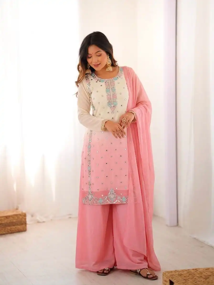 SR 1712 Pink Color Faux Georgette Salwar Suit with Designer Work. Affordable Price ₹1999. Delivery 4-6 Working Days. Shop now. | Jump Suits, Straight Suits, Casual Suits, Creative suits, Designer Suits, Palazzo Suits, Party Wear Suits, Patiala Suits, Salwar suit