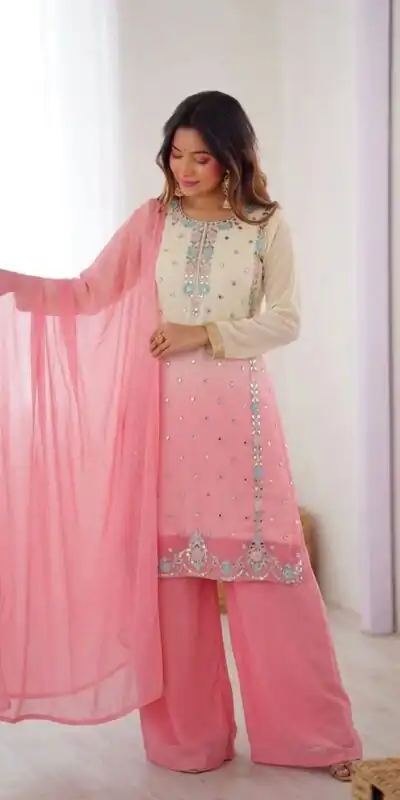 SR 1712 Pink Color Faux Georgette Salwar Suit with Designer Work. Affordable Price ₹1999. Delivery 4-6 Working Days. Shop now. | Jump Suits, Straight Suits, Casual Suits, Creative suits, Designer Suits, Palazzo Suits, Party Wear Suits, Patiala Suits, Salwar suit