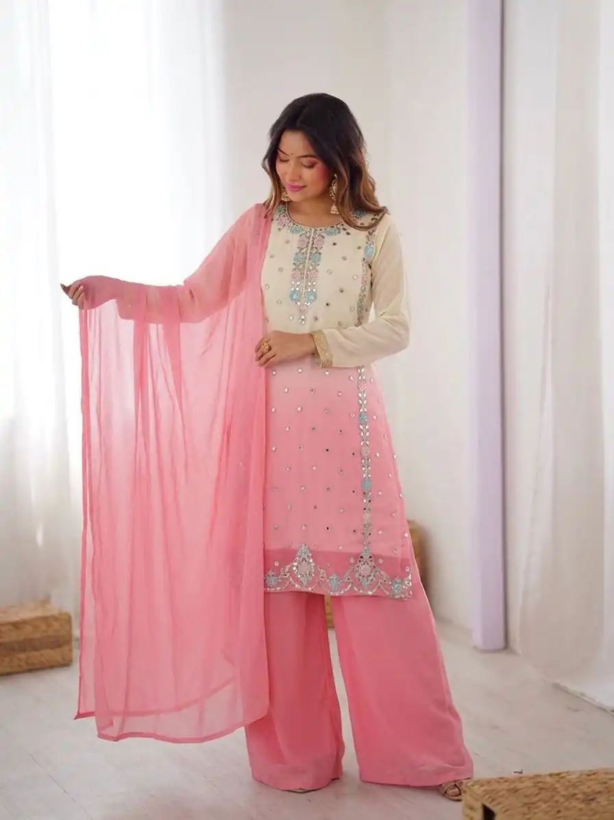 SR 1712 Pink Color Faux Georgette Salwar Suit with Designer Work. Affordable Price ₹1999. Delivery 4-6 Working Days. Shop now. | Jump Suits, Straight Suits, Casual Suits, Creative suits, Designer Suits, Palazzo Suits, Party Wear Suits, Patiala Suits, Salwar suit