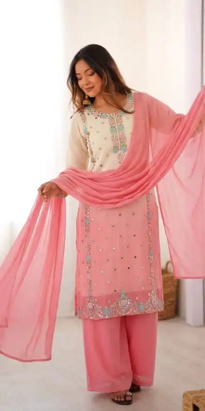 SR 1712 Pink Color Faux Georgette Salwar Suit with Designer Work. Affordable Price ₹1999. Delivery 4-6 Working Days. Shop now. | Jump Suits, Straight Suits, Casual Suits, Creative suits, Designer Suits, Palazzo Suits, Party Wear Suits, Patiala Suits, Salwar suit