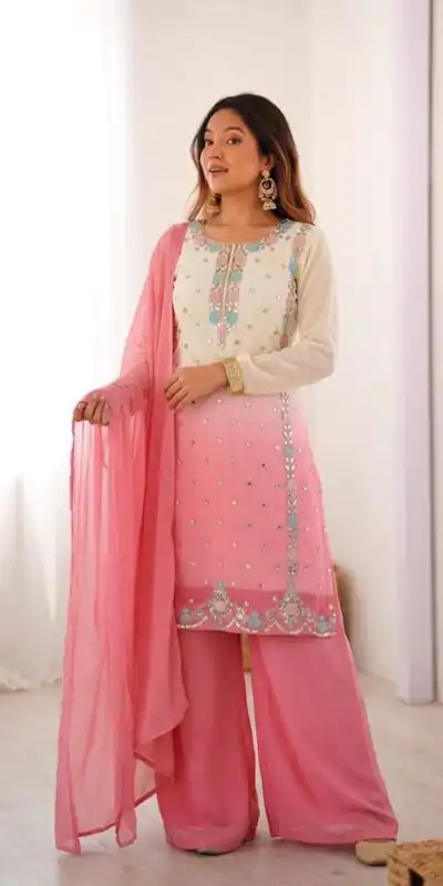 SR 1712 Pink Color Faux Georgette Salwar Suit with Designer Work. Affordable Price ₹1999. Delivery 4-6 Working Days. Shop now. | Jump Suits, Straight Suits, Casual Suits, Creative suits, Designer Suits, Palazzo Suits, Party Wear Suits, Patiala Suits, Salwar suit