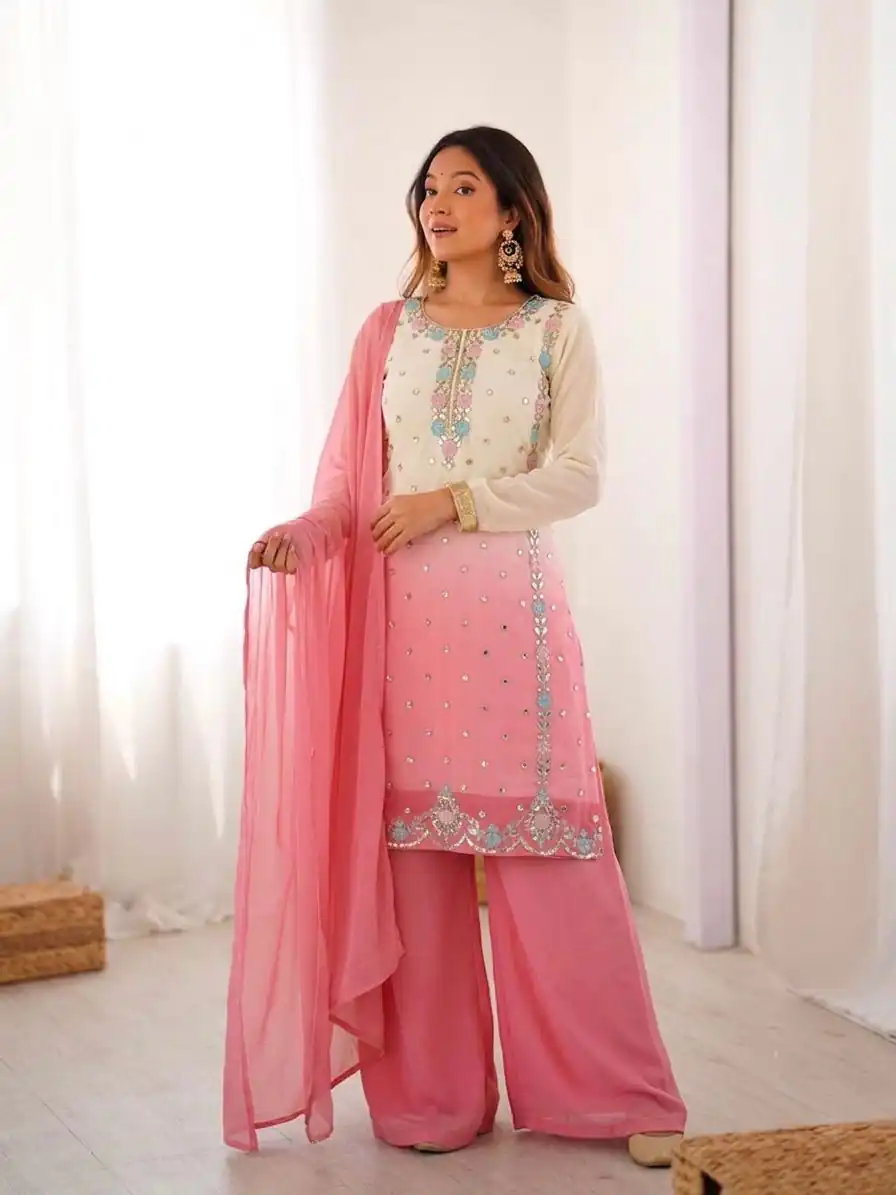SR 1712 Pink Color Faux Georgette Salwar Suit with Designer Work. Affordable Price ₹1999. Delivery 4-6 Working Days. Shop now. | Jump Suits, Straight Suits, Casual Suits, Creative suits, Designer Suits, Palazzo Suits, Party Wear Suits, Patiala Suits, Salwar suit