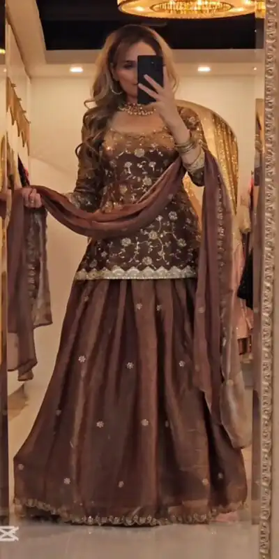 MF 473 Brown in Color Fandy Silk Designer Work Lehenga Choli . Affordable Price ₹2399. Delivery 4-6 Working Days. Shop now. | Bollywood Lehenga, Creative Lehenga, Designer Lehenga, Embroidered Lehenga, Lehenga, Party Wear Lehenga