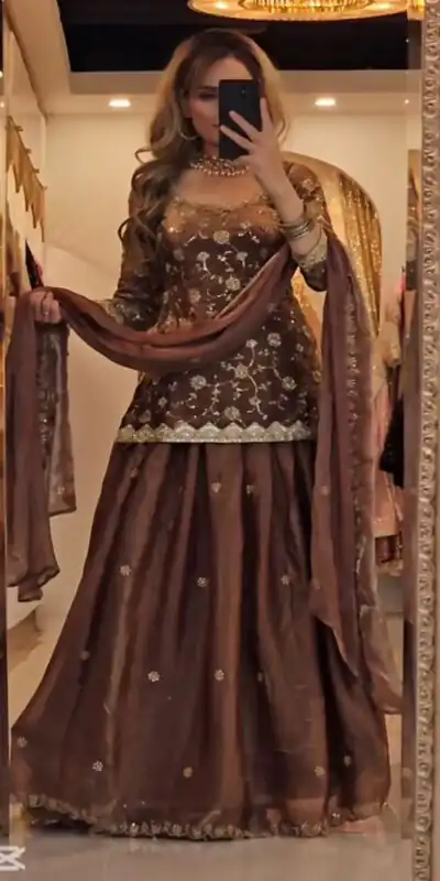 MF 473 Brown in Color Fandy Silk Designer Work Lehenga Choli . Affordable Price ₹2399. Delivery 4-6 Working Days. Shop now. | Bollywood Lehenga, Creative Lehenga, Designer Lehenga, Embroidered Lehenga, Lehenga, Party Wear Lehenga