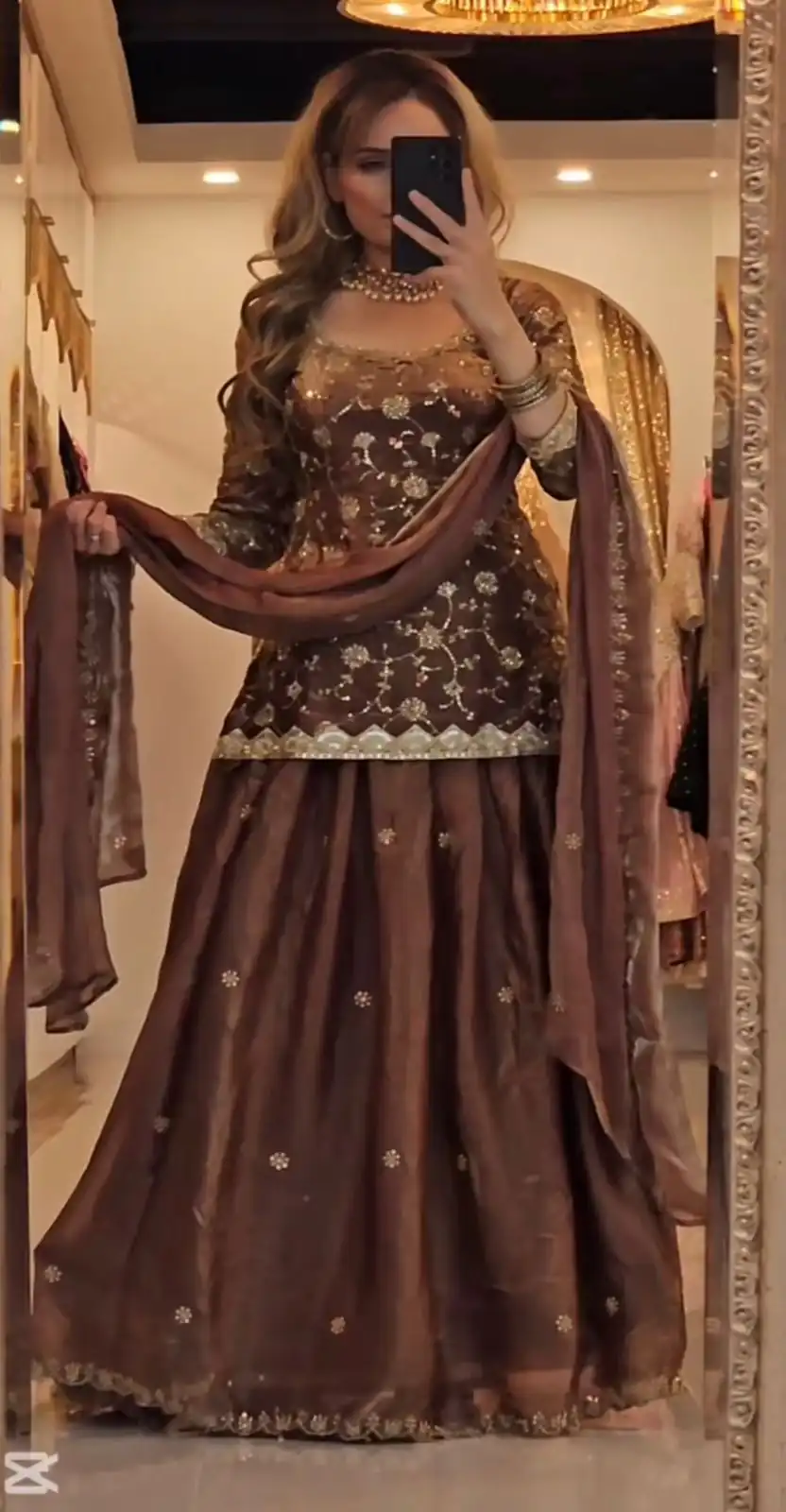 MF 473 Brown in Color Fandy Silk Designer Work Lehenga Choli . Affordable Price ₹2399. Delivery 4-6 Working Days. Shop now. | Bollywood Lehenga, Creative Lehenga, Designer Lehenga, Embroidered Lehenga, Lehenga, Party Wear Lehenga