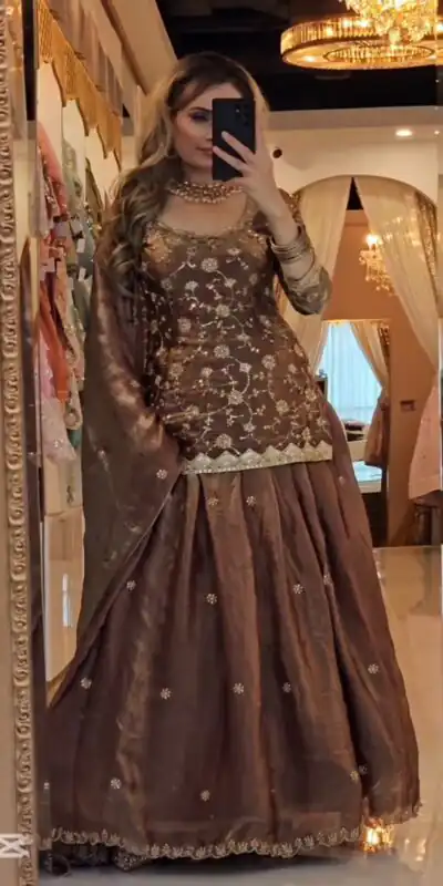 MF 473 Brown in Color Fandy Silk Designer Work Lehenga Choli . Affordable Price ₹2399. Delivery 4-6 Working Days. Shop now. | Bollywood Lehenga, Creative Lehenga, Designer Lehenga, Embroidered Lehenga, Lehenga, Party Wear Lehenga