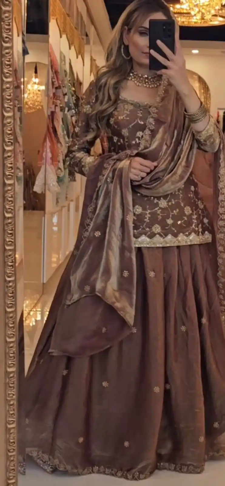 MF 473 Brown in Color Fandy Silk Designer Work Lehenga Choli . Affordable Price ₹2399. Delivery 4-6 Working Days. Shop now. | Bollywood Lehenga, Creative Lehenga, Designer Lehenga, Embroidered Lehenga, Lehenga, Party Wear Lehenga