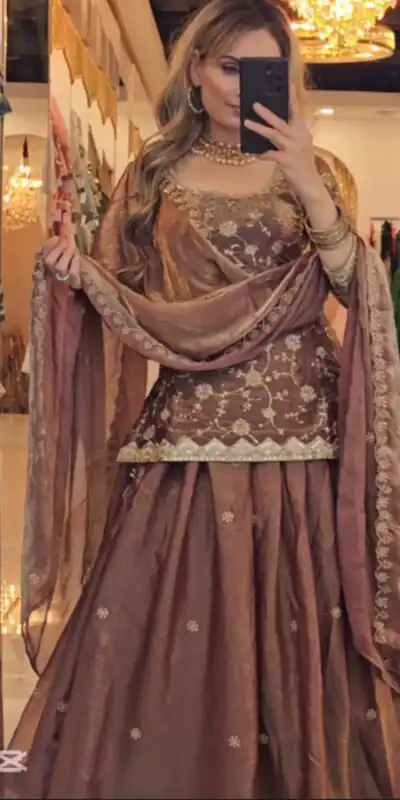 MF 473 Brown in Color Fandy Silk Designer Work Lehenga Choli . Affordable Price ₹2399. Delivery 4-6 Working Days. Shop now. | Bollywood Lehenga, Creative Lehenga, Designer Lehenga, Embroidered Lehenga, Lehenga, Party Wear Lehenga