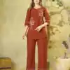 DIVA 162 Rust Color Cotton Kurti with Printed Designer Work. Exclusive Offer ₹1749. Delivery 4-6 Working Days. Online Shop now. | Bollywood Kurti, Creative Kurtis, Designer Kurti, Kurti, Party Wear Kurti, Selfie Kurti