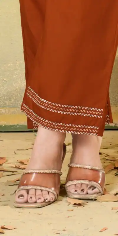 DIVA 162 Rust Color Cotton Kurti with Printed Designer Work. Exclusive Offer ₹1749. Delivery 4-6 Working Days. Online Shop now. | Bollywood Kurti, Creative Kurtis, Designer Kurti, Kurti, Party Wear Kurti, Selfie Kurti