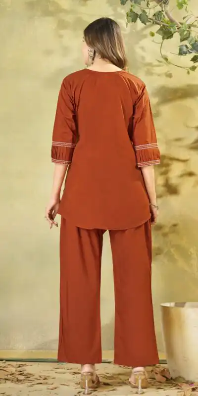 DIVA 162 Rust Color Cotton Kurti with Printed Designer Work. Exclusive Offer ₹1749. Delivery 4-6 Working Days. Online Shop now. | Bollywood Kurti, Creative Kurtis, Designer Kurti, Kurti, Party Wear Kurti, Selfie Kurti