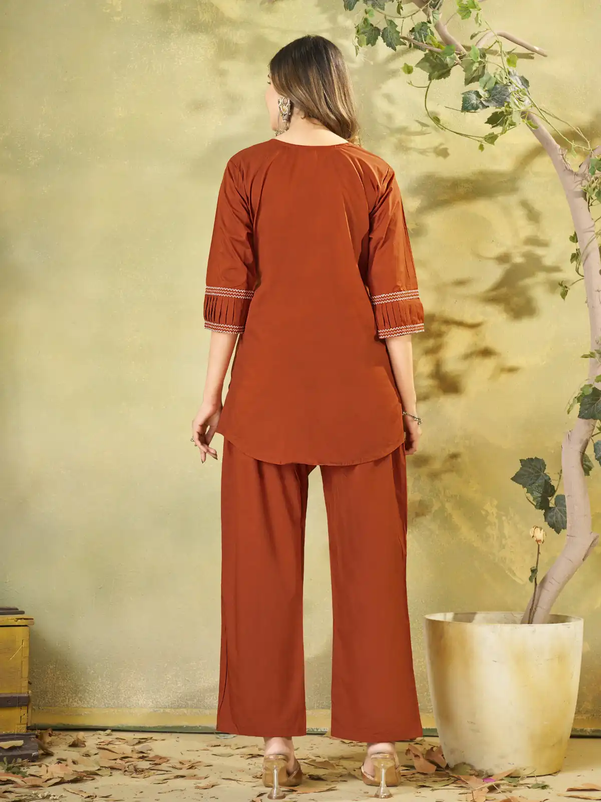 DIVA 162 Rust Color Cotton Kurti with Printed Designer Work. Exclusive Offer ₹1749. Delivery 4-6 Working Days. Online Shop now. | Bollywood Kurti, Creative Kurtis, Designer Kurti, Kurti, Party Wear Kurti, Selfie Kurti