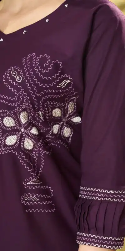 DIVA 162 Wine Color Cotton Kurti with Printed Designer Work. Exclusive Offer ₹1749. Delivery 4-6 Working Days. Online Shop now. | Bollywood Kurti, Creative Kurtis, Designer Kurti, Kurti, Party Wear Kurti, Selfie Kurti