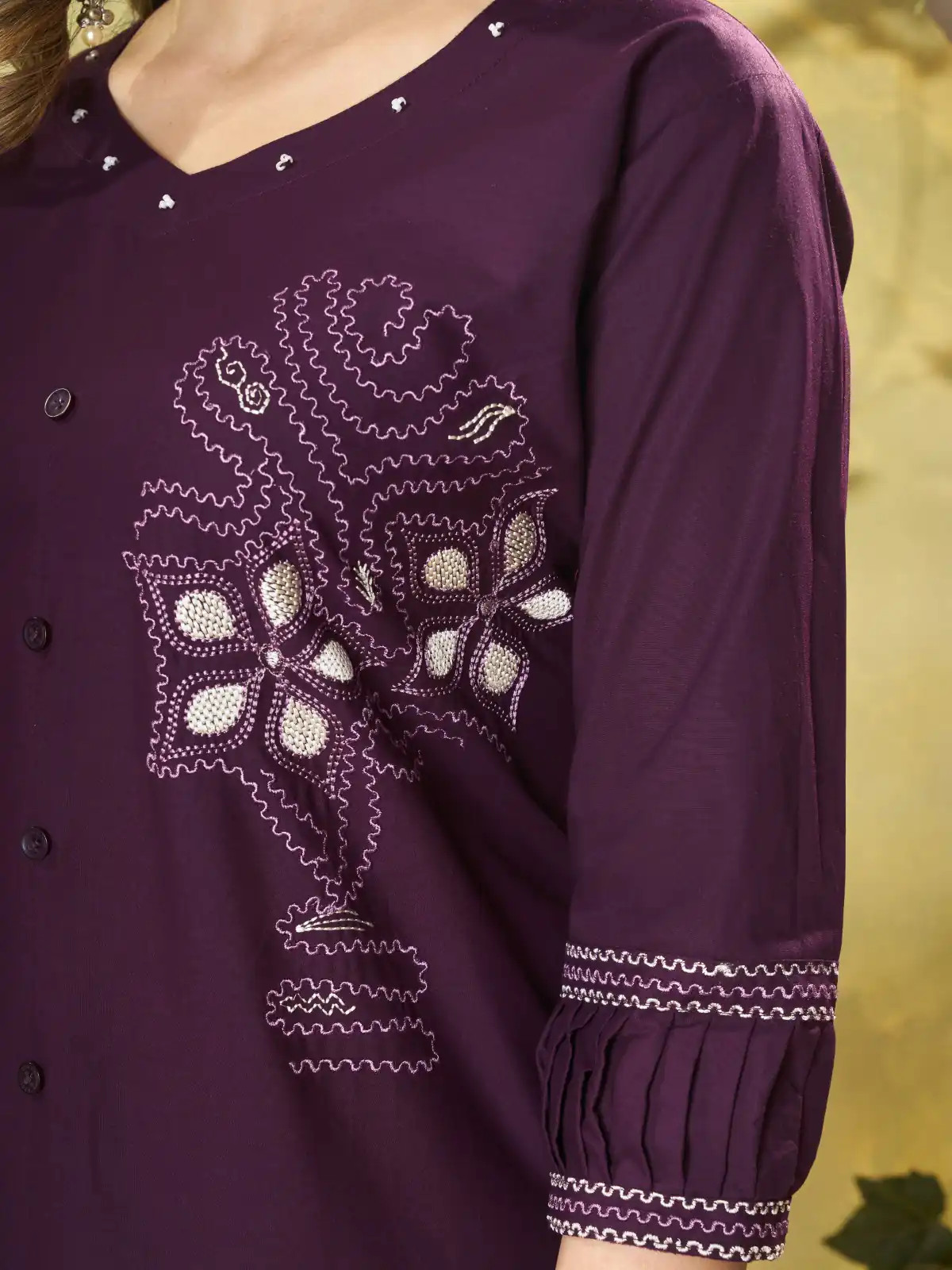 DIVA 162 Wine Color Cotton Kurti with Printed Designer Work. Exclusive Offer ₹1749. Delivery 4-6 Working Days. Online Shop now. | Bollywood Kurti, Creative Kurtis, Designer Kurti, Kurti, Party Wear Kurti, Selfie Kurti