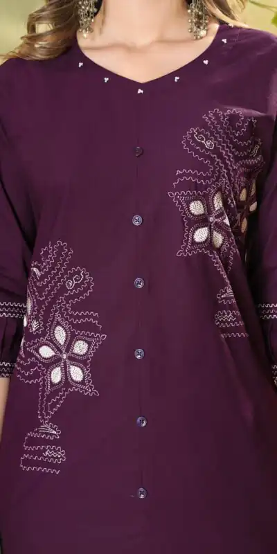 DIVA 162 Wine Color Cotton Kurti with Printed Designer Work. Exclusive Offer ₹1749. Delivery 4-6 Working Days. Online Shop now. | Bollywood Kurti, Creative Kurtis, Designer Kurti, Kurti, Party Wear Kurti, Selfie Kurti