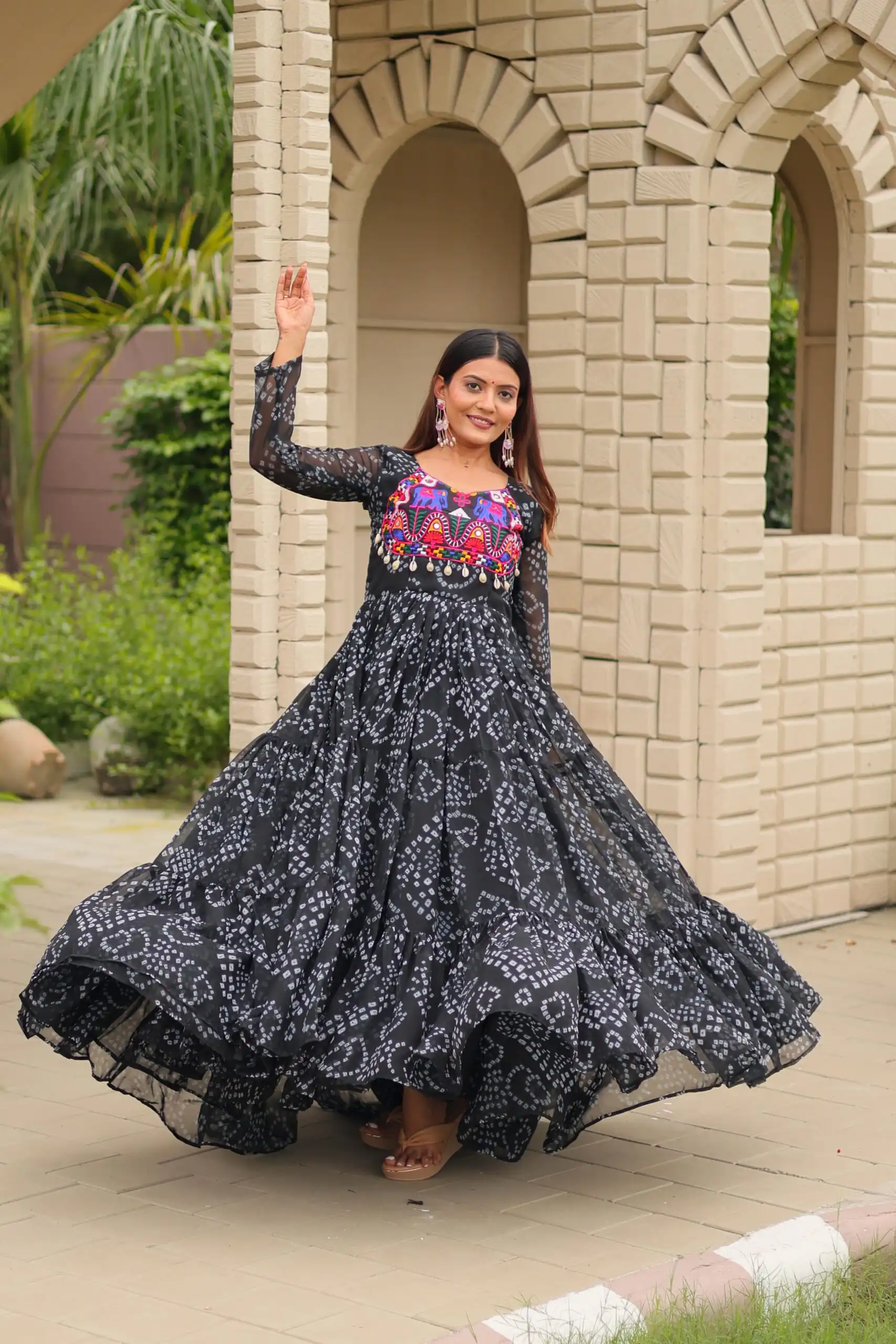 Ram 122 Black in Faux Georgette. Embroidery Work & Mirror Work Gown Festive Deal ₹1949. Delivery 4-6 Working Days. Shop now. | Bollywood Gowns, Creative Gowns, Designer Gowns, Embroidered Gowns, Gowns, Party Wear Gowns