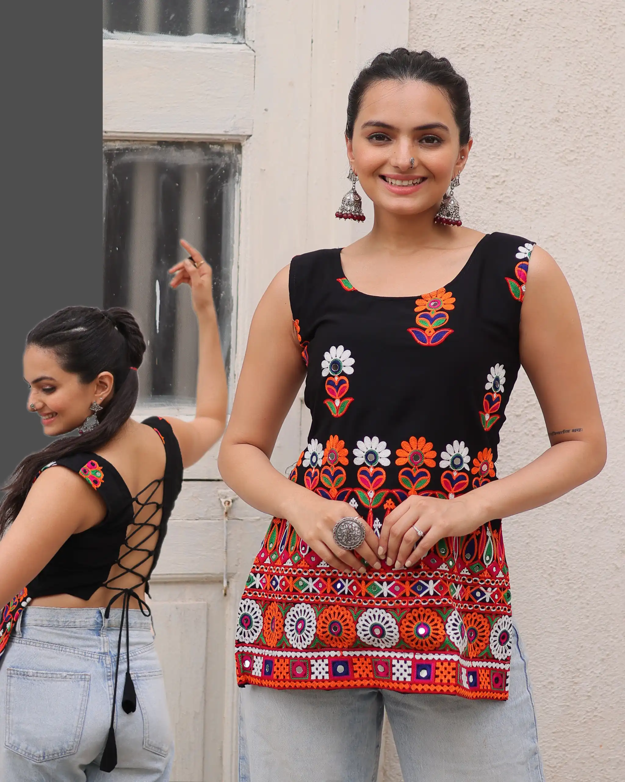 KA 1196 Black Georgette Kurti with Gamthi Work.Wedding, Party, Festive, Events, Exclusive Offer ₹1469. Delivery 4-6 Working Days. Shop now. | Bollywood Kurti, Creative Kurtis, Designer Kurti, Kurti, Party Wear Kurti, Selfie Kurti