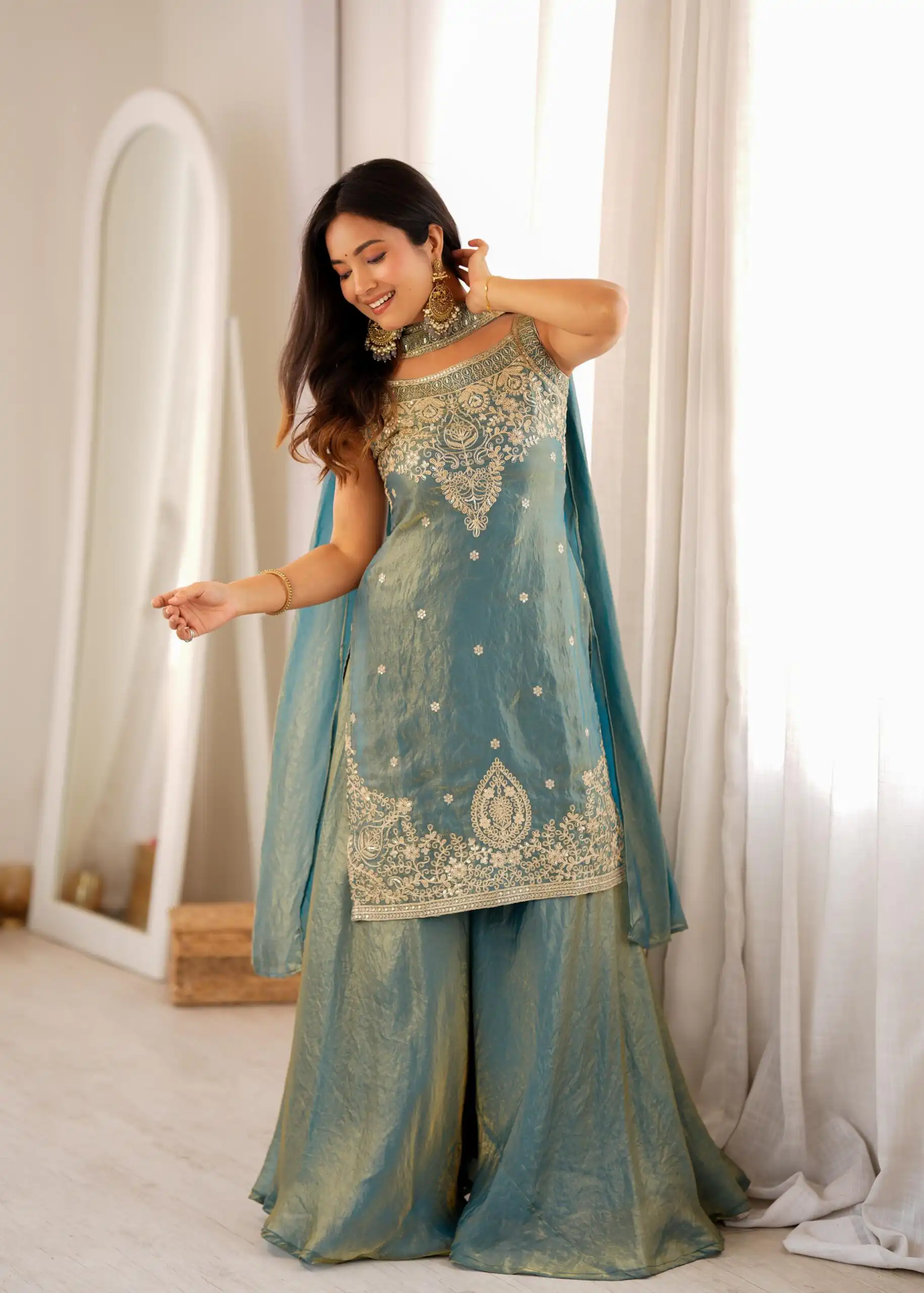 KB 306 Blue Fendy Silk Salwar Suit with Mirror Work & Embroidery Work. Best Price ₹1999. Delivery 4-6 Working Days. Shop now. | Jump Suits, Straight Suits, Casual Suits, Creative suits, Designer Suits, Palazzo Suits, Party Wear Suits, Patiala Suits, Salwar suit