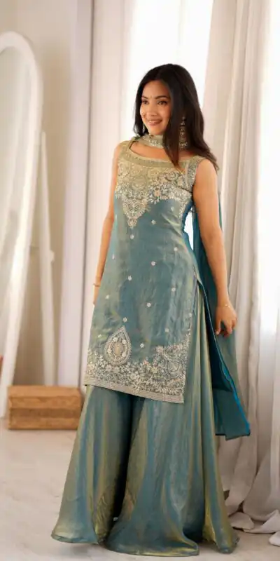 KB 306 Blue Fendy Silk Salwar Suit with Mirror Work & Embroidery Work. Best Price ₹1999. Delivery 4-6 Working Days. Shop now. | Jump Suits, Straight Suits, Casual Suits, Creative suits, Designer Suits, Palazzo Suits, Party Wear Suits, Patiala Suits, Salwar suit