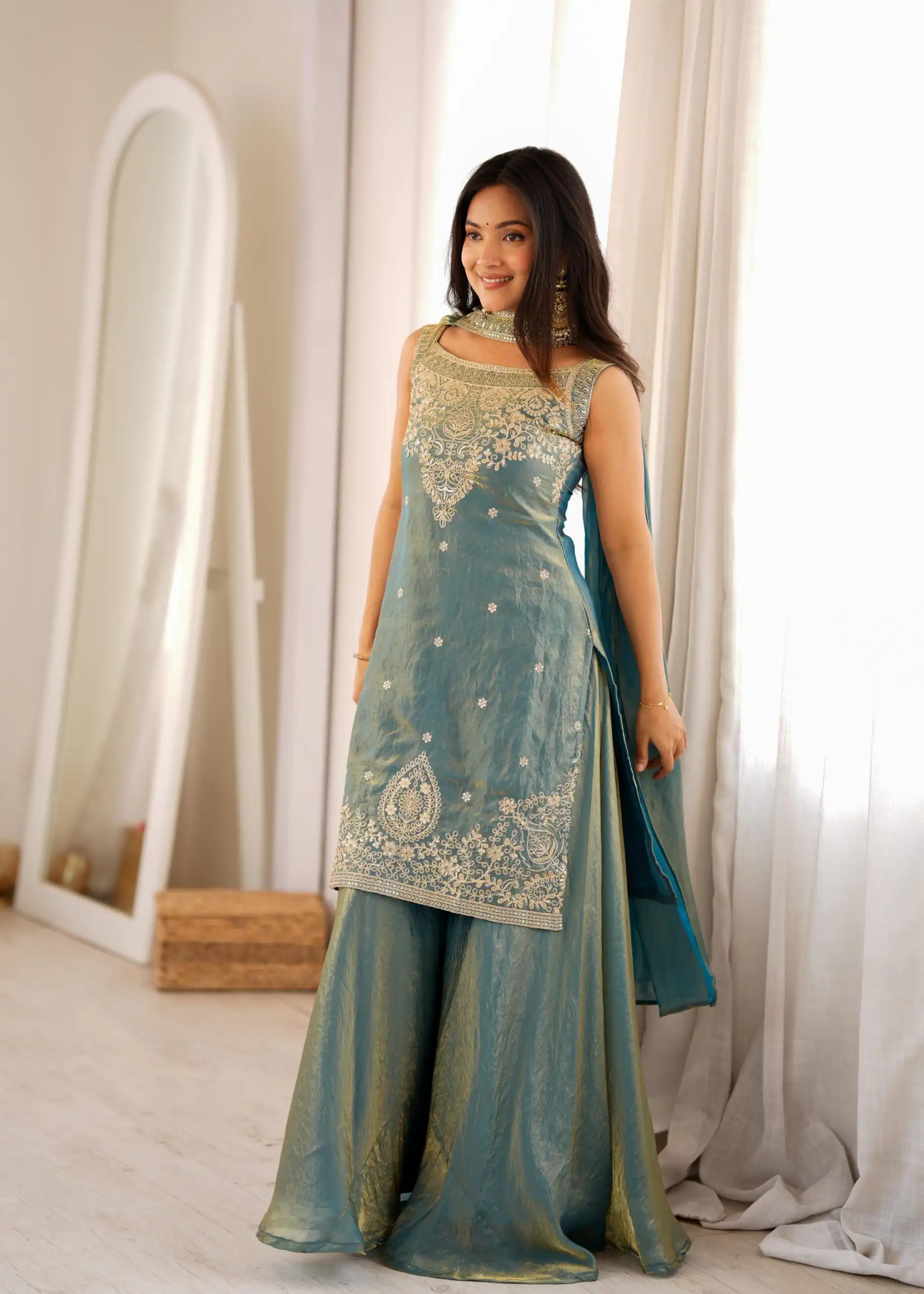 KB 306 Blue Fendy Silk Salwar Suit with Mirror Work & Embroidery Work. Best Price ₹1999. Delivery 4-6 Working Days. Shop now. | Jump Suits, Straight Suits, Casual Suits, Creative suits, Designer Suits, Palazzo Suits, Party Wear Suits, Patiala Suits, Salwar suit
