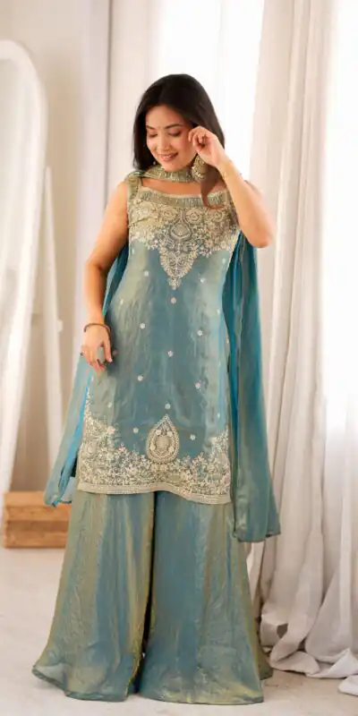 KB 306 Blue Fendy Silk Salwar Suit with Mirror Work & Embroidery Work. Best Price ₹1999. Delivery 4-6 Working Days. Shop now. | Jump Suits, Straight Suits, Casual Suits, Creative suits, Designer Suits, Palazzo Suits, Party Wear Suits, Patiala Suits, Salwar suit