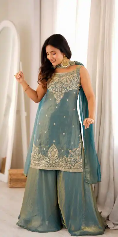 KB 306 Blue Fendy Silk Salwar Suit with Mirror Work & Embroidery Work. Best Price ₹1999. Delivery 4-6 Working Days. Shop now. | Jump Suits, Straight Suits, Casual Suits, Creative suits, Designer Suits, Palazzo Suits, Party Wear Suits, Patiala Suits, Salwar suit