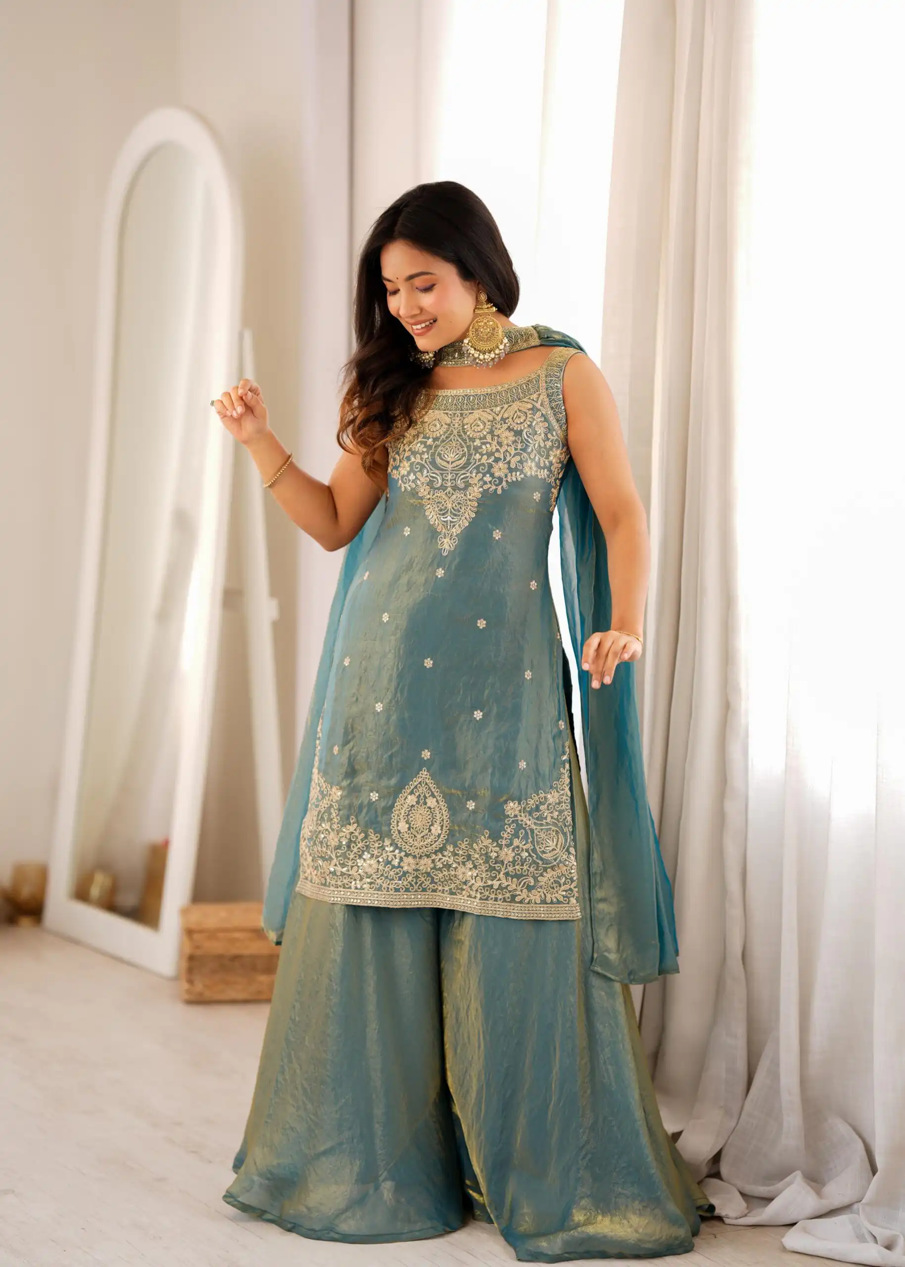 KB 306 Blue Fendy Silk Salwar Suit with Mirror Work & Embroidery Work. Best Price ₹1999. Delivery 4-6 Working Days. Shop now. | Jump Suits, Straight Suits, Casual Suits, Creative suits, Designer Suits, Palazzo Suits, Party Wear Suits, Patiala Suits, Salwar suit