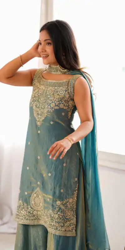 KB 306 Blue Fendy Silk Salwar Suit with Mirror Work & Embroidery Work. Best Price ₹1999. Delivery 4-6 Working Days. Shop now. | Jump Suits, Straight Suits, Casual Suits, Creative suits, Designer Suits, Palazzo Suits, Party Wear Suits, Patiala Suits, Salwar suit
