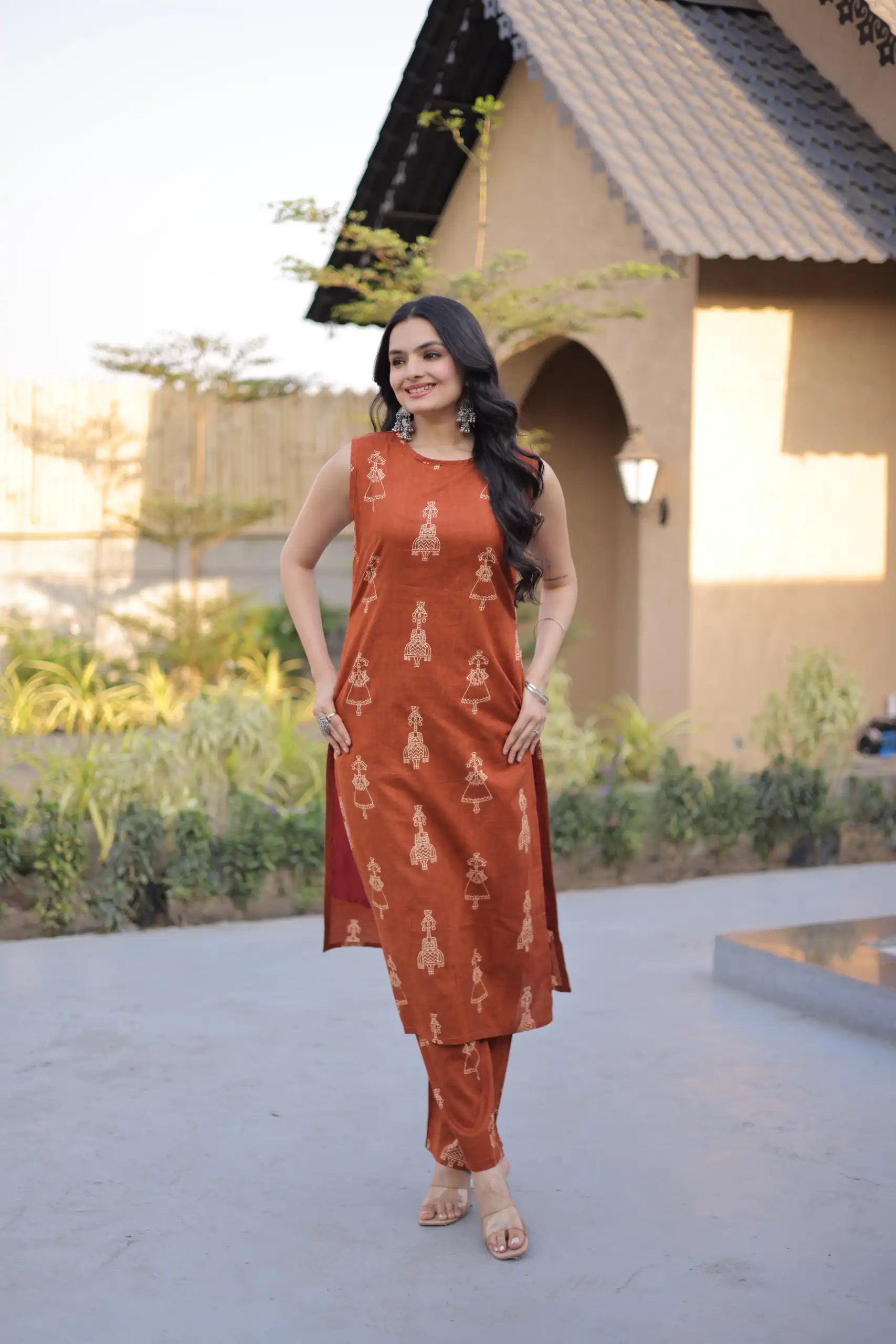 Rust Cotton Kurti KA 1251 Rust with Designer Work. Wedding, Party, Festive, Events, Special Price ₹1519. Delivery 4-6 Working Days. Shop now. | Bollywood Kurti, Creative Kurtis, Designer Kurti, Kurti, Party Wear Kurti, Selfie Kurti