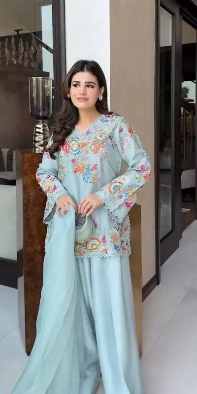 BE 469 Sky Blue in Organza ace Work & Embroidery Work Salwar Suit . Special Price ₹2049. Delivery 4-6 Working Days. Shop now. | Jump Suits, Straight Suits, Casual Suits, Creative suits, Designer Suits, Palazzo Suits, Party Wear Suits, Patiala Suits, Salwar suit