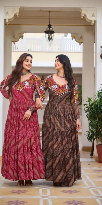 Ram 109 Brown Color Faux Georgette Gown with Mirror Work. Wedding, Party, Festive, Events Get it for ₹1999. Delivery 4-6 Working Days.Online Shop now. | Bollywood Gowns, Creative Gowns, Designer Gowns, Embroidered Gowns, Gowns, Party Wear Gowns